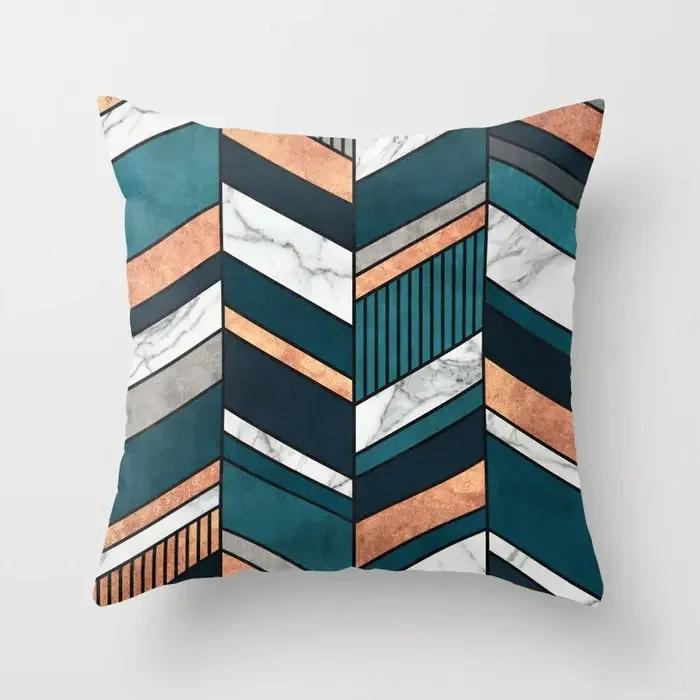 Farmhouse Home Decor Sofa Pillow Creative Wood Grain Marble Pillowcase Fashion Geometric Cushion Cover 40x40cm  50x50