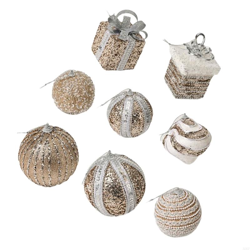 8Pcs Sparkling Christmas Baubles Ball Ornament for Christmas Tree Decorations A0KF