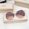 Luxury Round Gradient Sunglasses Women Metal Curved Temples Eyewear Ocean Rimless Fashion Sun Glasses Ladies UV400