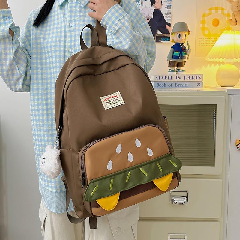 Schoolbag Hamburger Pattern Large Capacity School Bag Female Student Cute Cartoon Niche Backpack Small Fresh Mori Girl Backpack