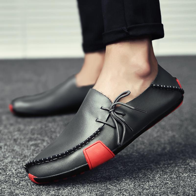 Mockasiner för män Loafer Driving Gommino Comfort Flats Casual Snörning Plus Size Läderskor för män Over Size