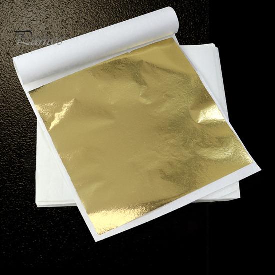 100 Sheets Imitation Gold Foil Metallic Foil Squares Sliver Alloy Foil for Gilding Art Nail Decoration DIY Resin Candle Plaster Craft