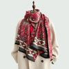 Women S Autumn Winter Warm Imitation Cashmere Long Tassel Cashew Pattern Neck Scarf