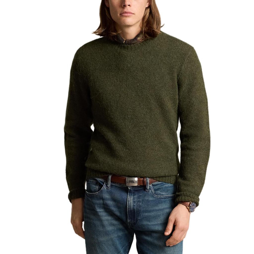 Polo Ralph Lauren Solid Color Crew Neck Ribbed Long Sleeve Sweater Men sweater Leaf-Green MNPOSWE16822011-300