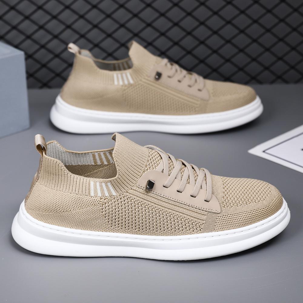 Summer mesh shoes breathable soft-soled running shoes men's thin low-top fly-woven shoes one-pedal casual sports shoes