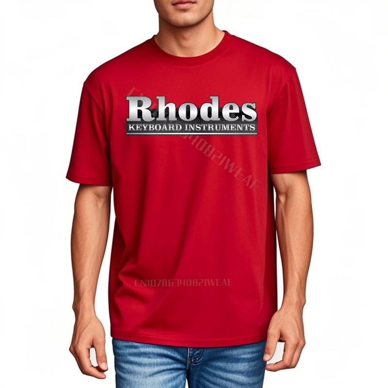 Rock T-Shirt Bequemes Freizeit-T-Shirt Rhodes Keyboard Instrument Unisex Auf Schwarz Rundhals Klassisches T-Shirt Cooles Minimalistisches T-Shirt Rundhals