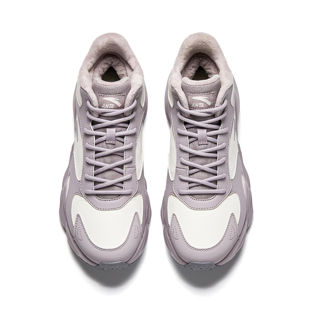 Anta Comfortable Fashion Versatile Wear Resistant Breathable Low Top Dad Shoes Women Sneaker White Purple Gray 922548923-2