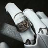 Retro Angel&Demon WIngs Adjustable Open Ring For Men Punk Gothic Edgy Jewelry Silver Color Bikers Accessories Vintage Gift