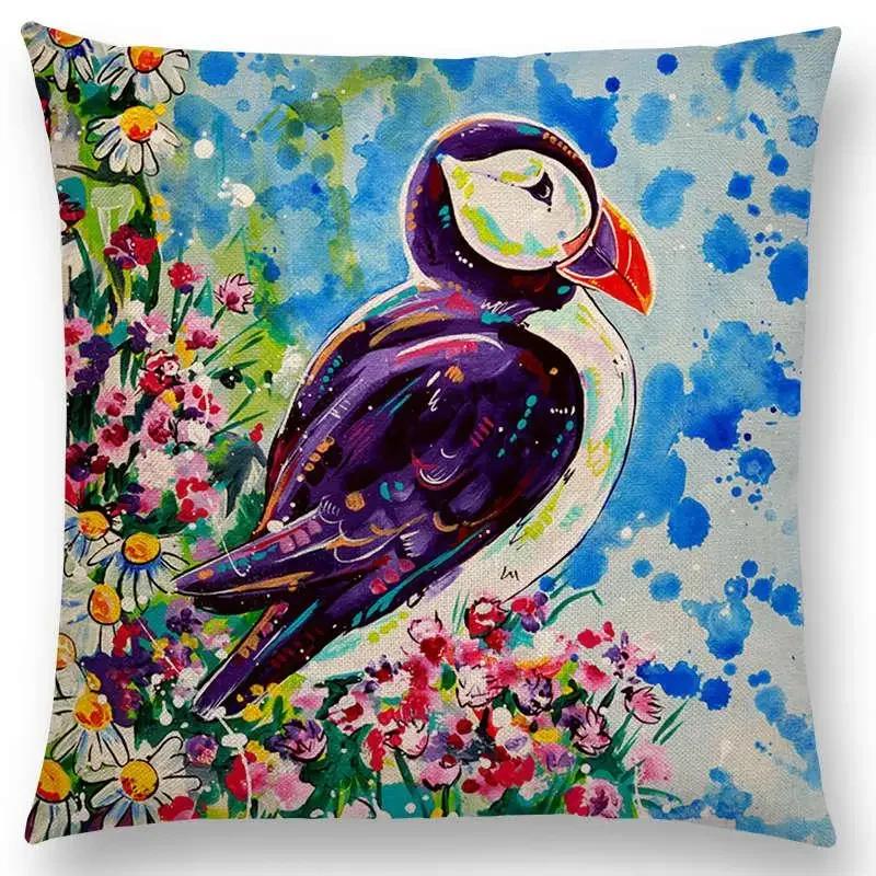 Oil Painting Animals ELK Cushion Cover Deer Lion Dogs Fox Bird Horse Sofa Throw Pillow Case