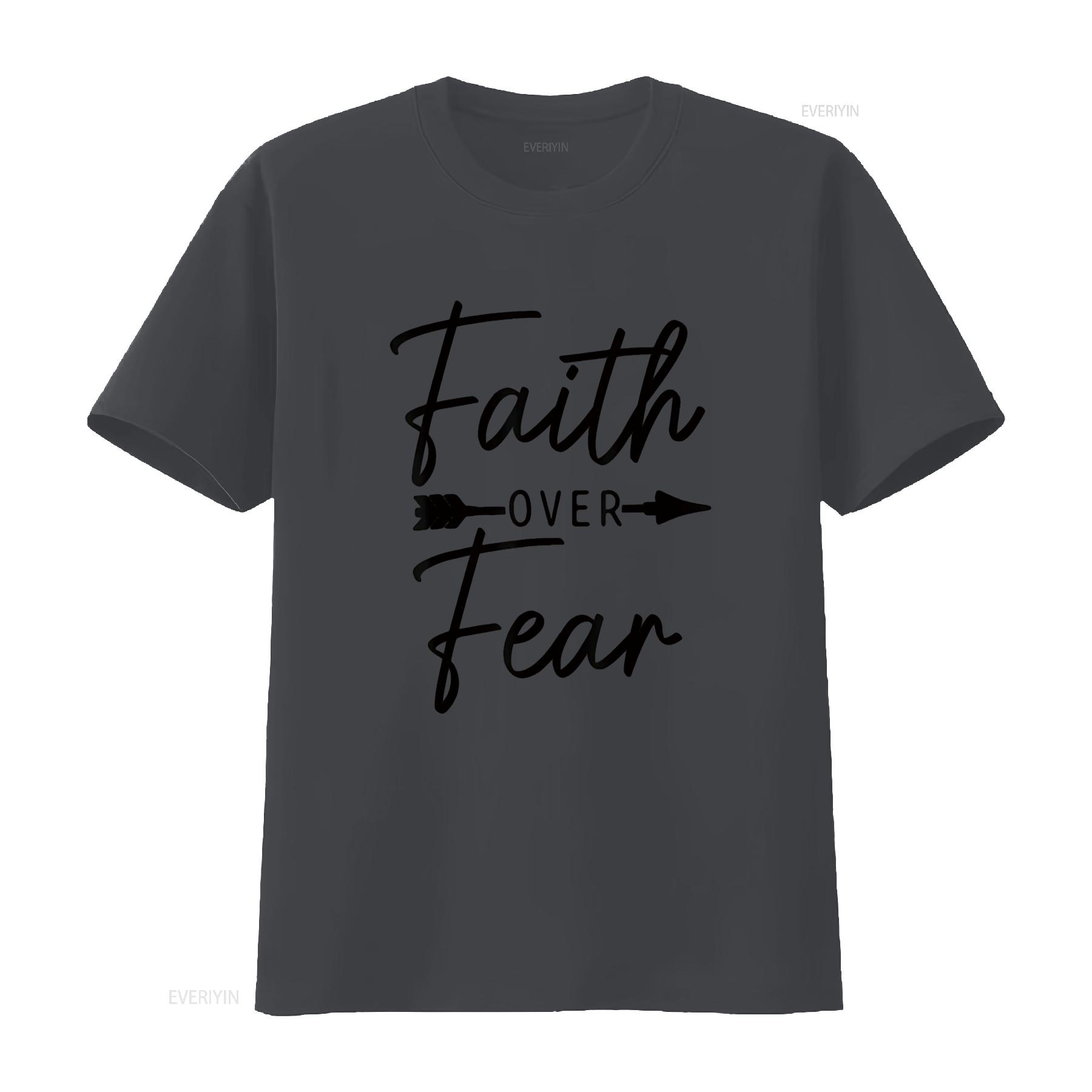 

Womens Faith Over Fear Christian Religious Bible Verse T Shirt vintage Washed homme fashion Soft Comfortable Stylish 4XL