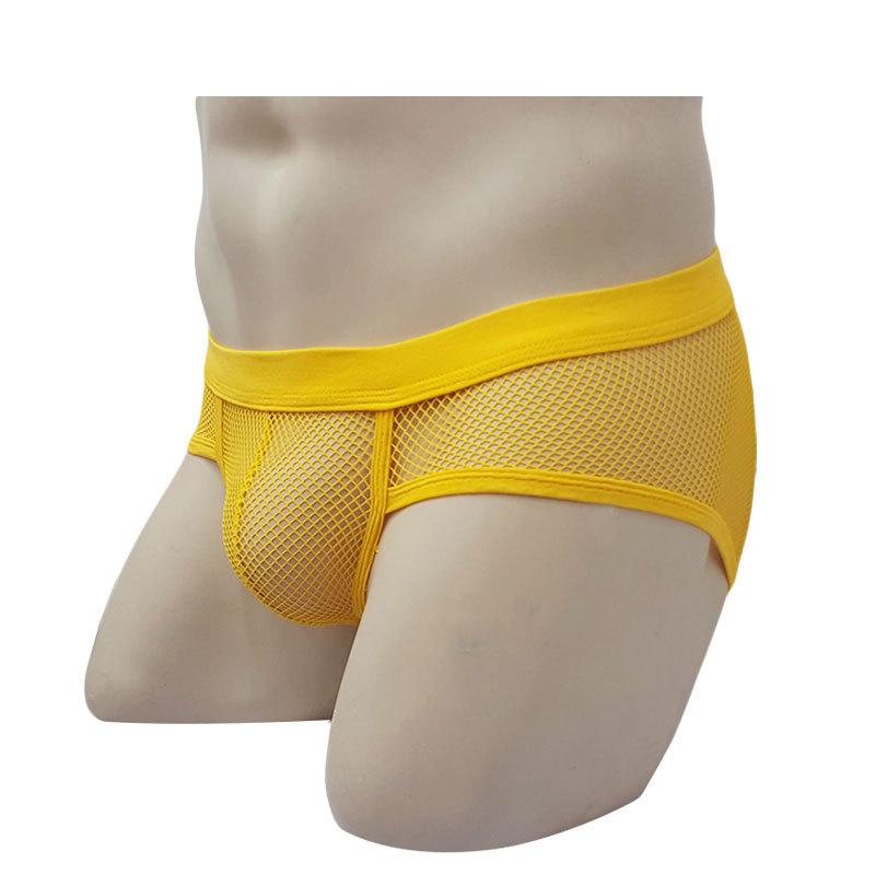 Men's Triangle Underwear Mesh Breathable Low Waist Transparent Underwear Solid Color Underwear