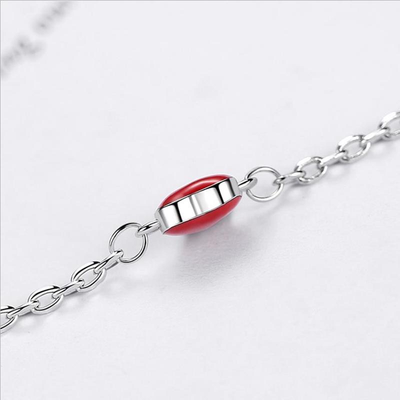 Charm Glaze Red Heart Bracelets Jewelry for Women Vintage 925 Sterling Silver Bracelets for Lady Accessories Female