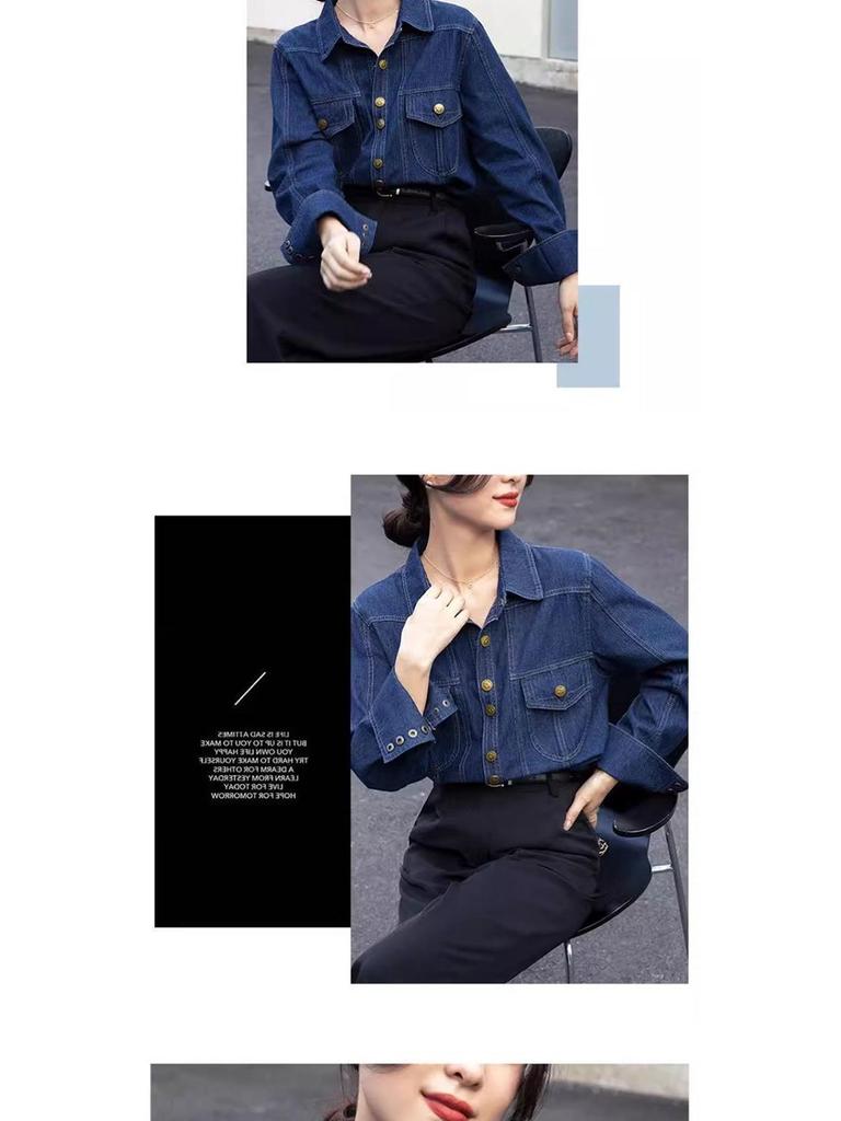 Women's Plus Size Retro Denim Shirt Jacket - Spring/Autumn 2025