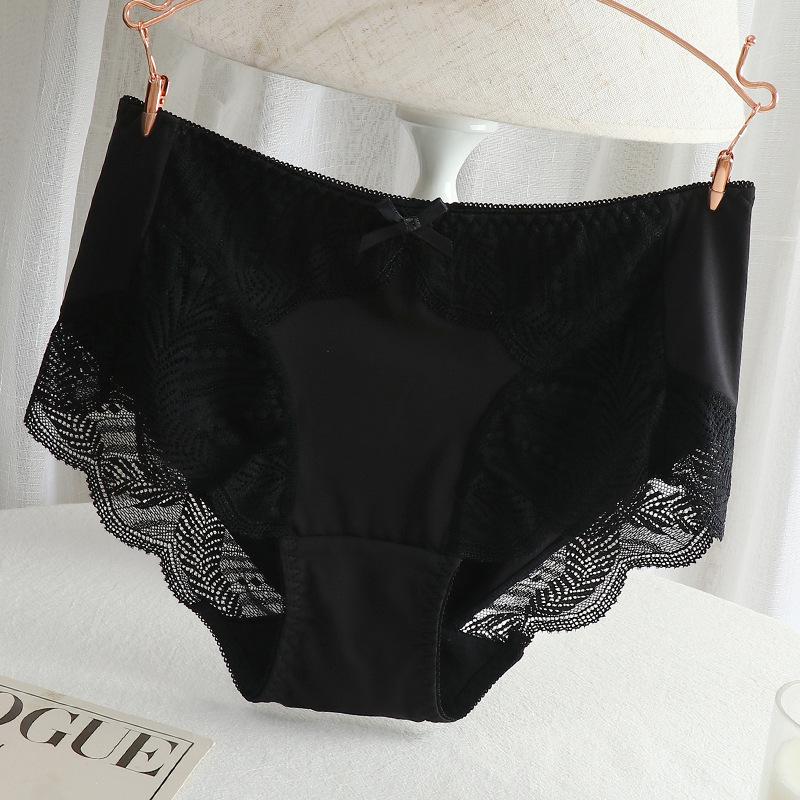 Sexy Damen-Unterwäsche in Übergröße, mittlerer Bund, nahtlos, mit Spitzenbesatz, atmungsaktiv - 200 Jin Dreieck-Slips