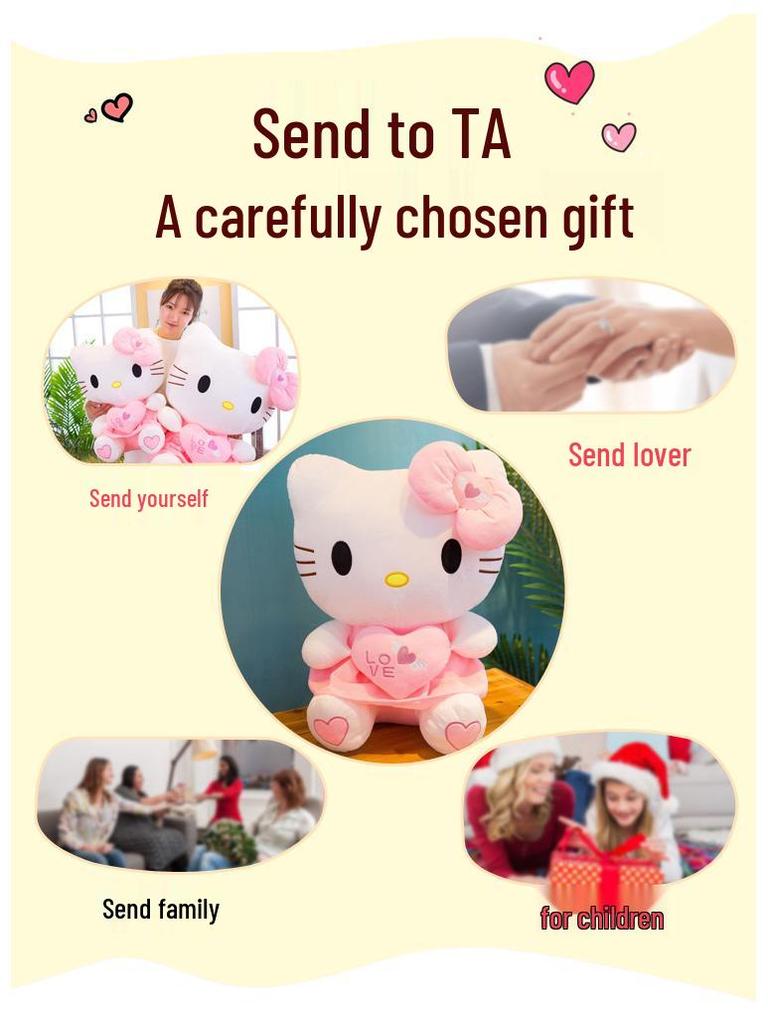 Angel Cat Plush Toy - Heart-Holding Cat Girl Doll, Children's Pillow, Perfect Gift or Claw Machine Prize