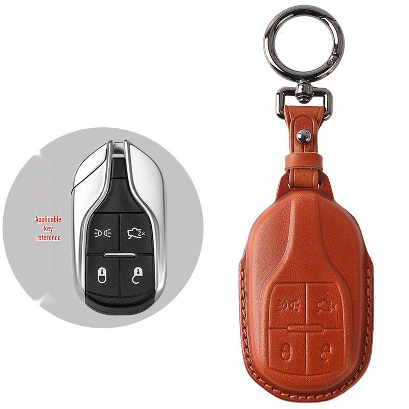 Genuine Leather Key Case for Maserati Levante, Ghibli, and Quattroporte