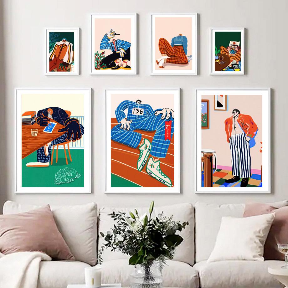 Abstract Palm Springs Runner Cafe Flower Child Nordic Posters And Prints Wall Art Canvas Painting Decor Pictures For Living Room