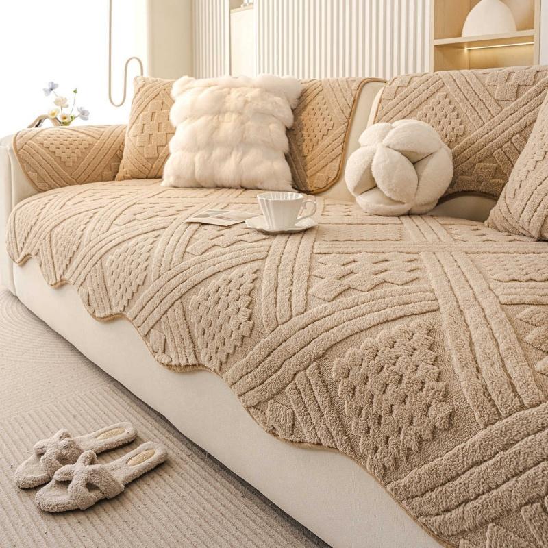 

Thick Plush Sofa Cover Nordic Style Non-Slip Sofas Cushion Winter Warm L Shape Couch Towel for Living Room Protector Decor A 70x70cm 1pc