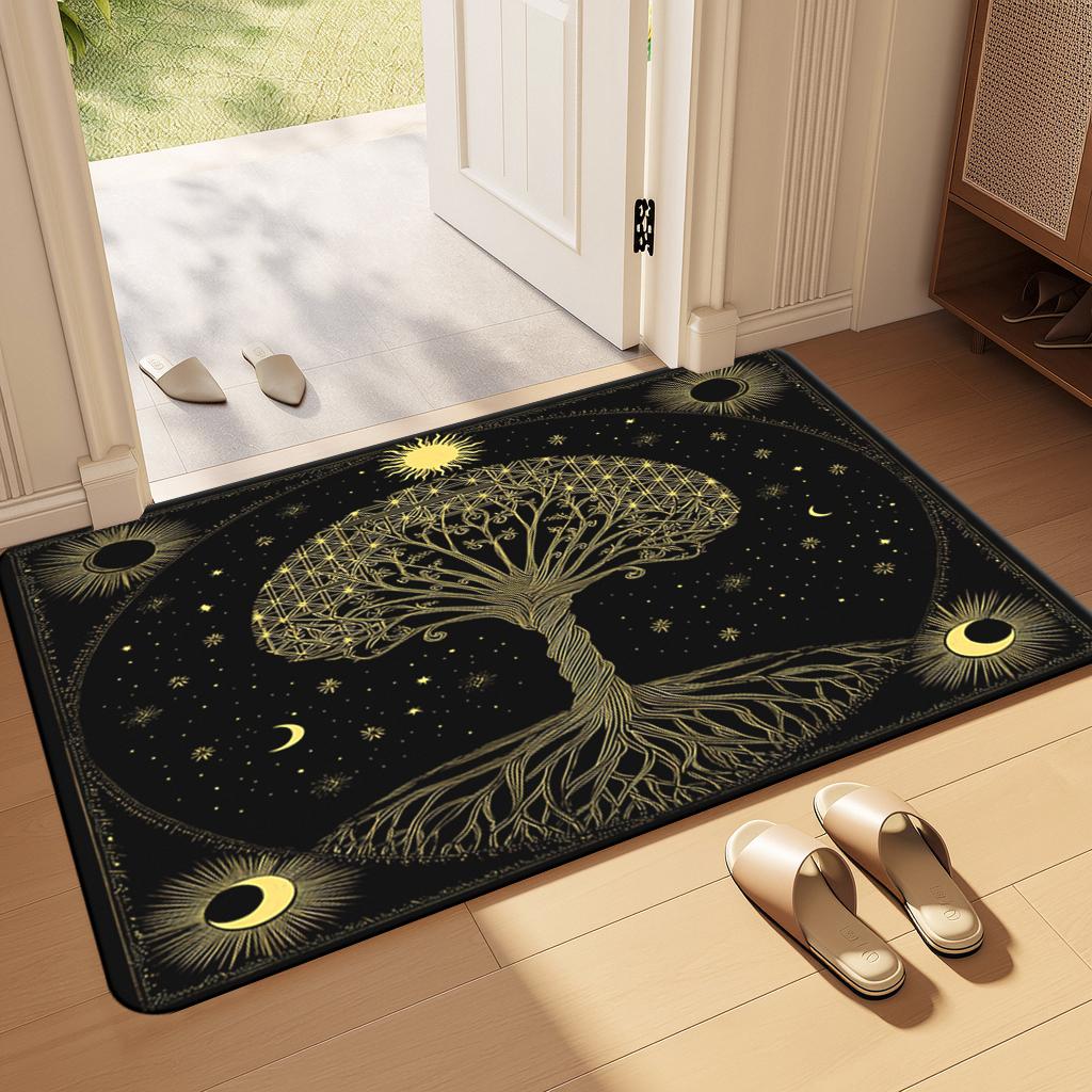 

Black Bohemian Sun Moon Rug for Living Room Bedroom Soft Rug Non Slip Home Balcony Entrance Decorative Doormat 40cmx60cm