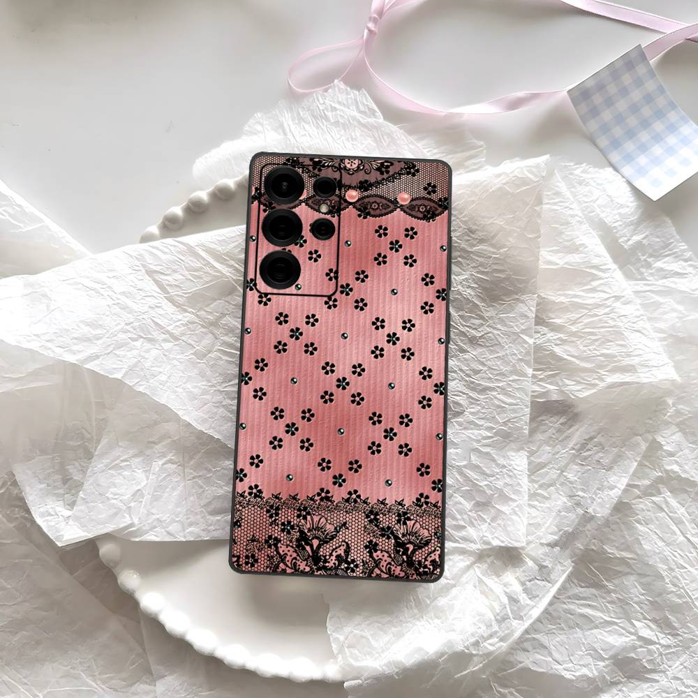 

Lace Pattern Phone Case Silicone PC+TPU For Samsung S10 20 30 22 23 24 Plus Lite Ultra Cover Samsung S23 Plus 5G