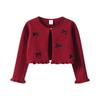 Girls' Bow Cardigan - Cotton Knit Shawl Collar Sweater