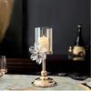 European Crystal Flower Metal Candle Holder, Vintage Romantic Candlelight Decor Stand