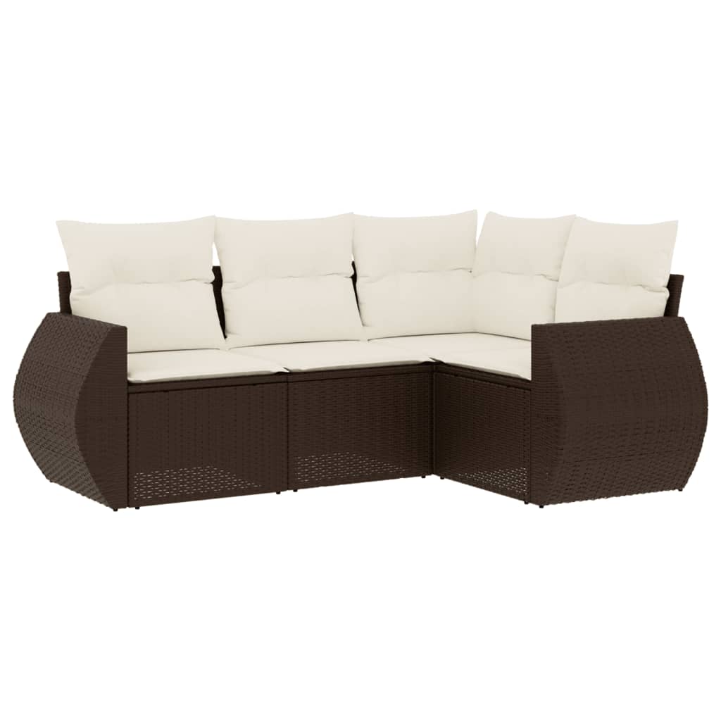 Vidaxl 4-Seater Garden Lounge Set, Cushions, Brown Rattan Pe