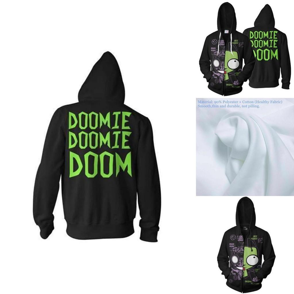 Invader Zim Costume Printed Men Zipper Hoodie Sweatshirt In Comfortable Soft Material