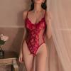 Sexy Crotchless Lingerie Erotic Outfit Babydoll Dress Deep V Lace Underwear Open Crotch Women Hollow Porn Bodysuit Pajamas