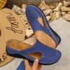 Hohle, geschnitzte, bequeme Slip-On-Schuhe mit stoßdämpfenden Keilabsätzen, vielseitige Freizeit-Halbschuhe
