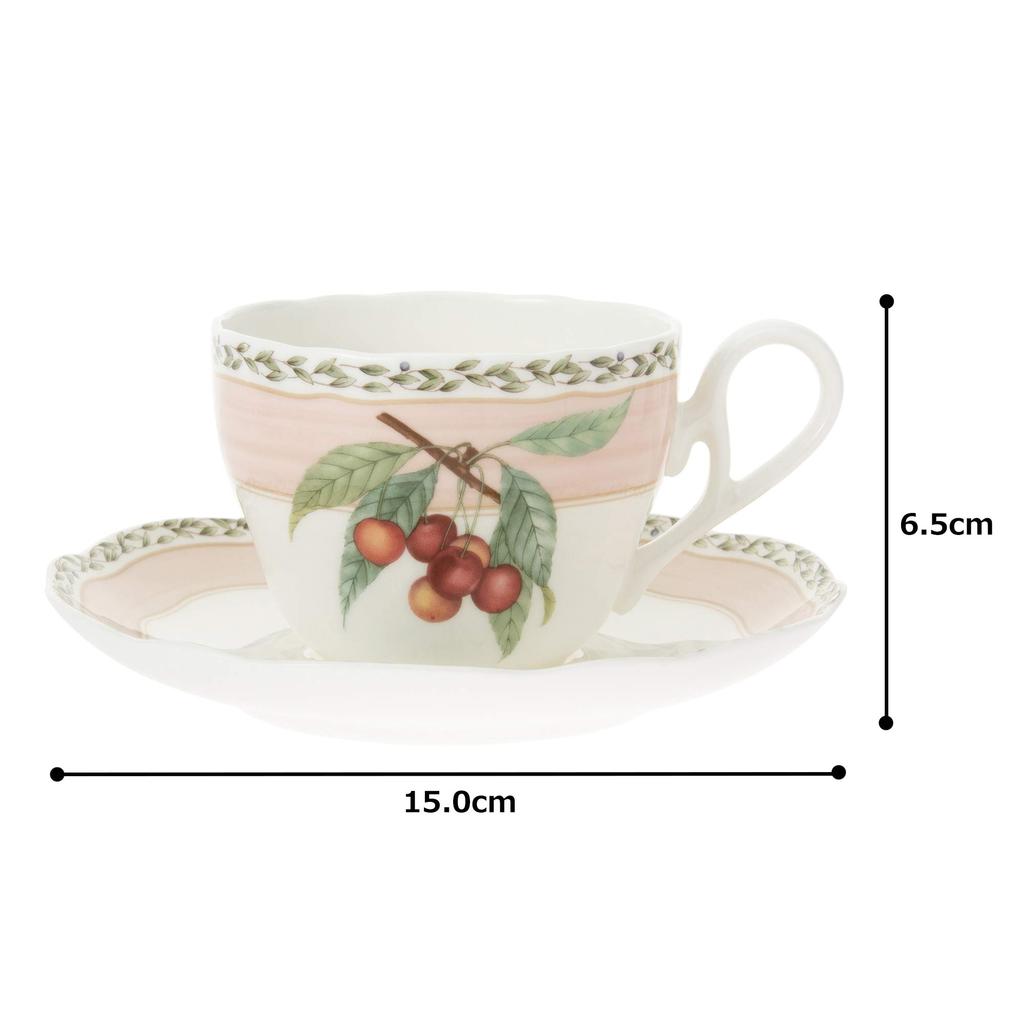 Noritake Orchard Garden Cup & Saucer (for both coffee and tea), 250cc, Microwave-Safe, Bone China, T97887/4911-2