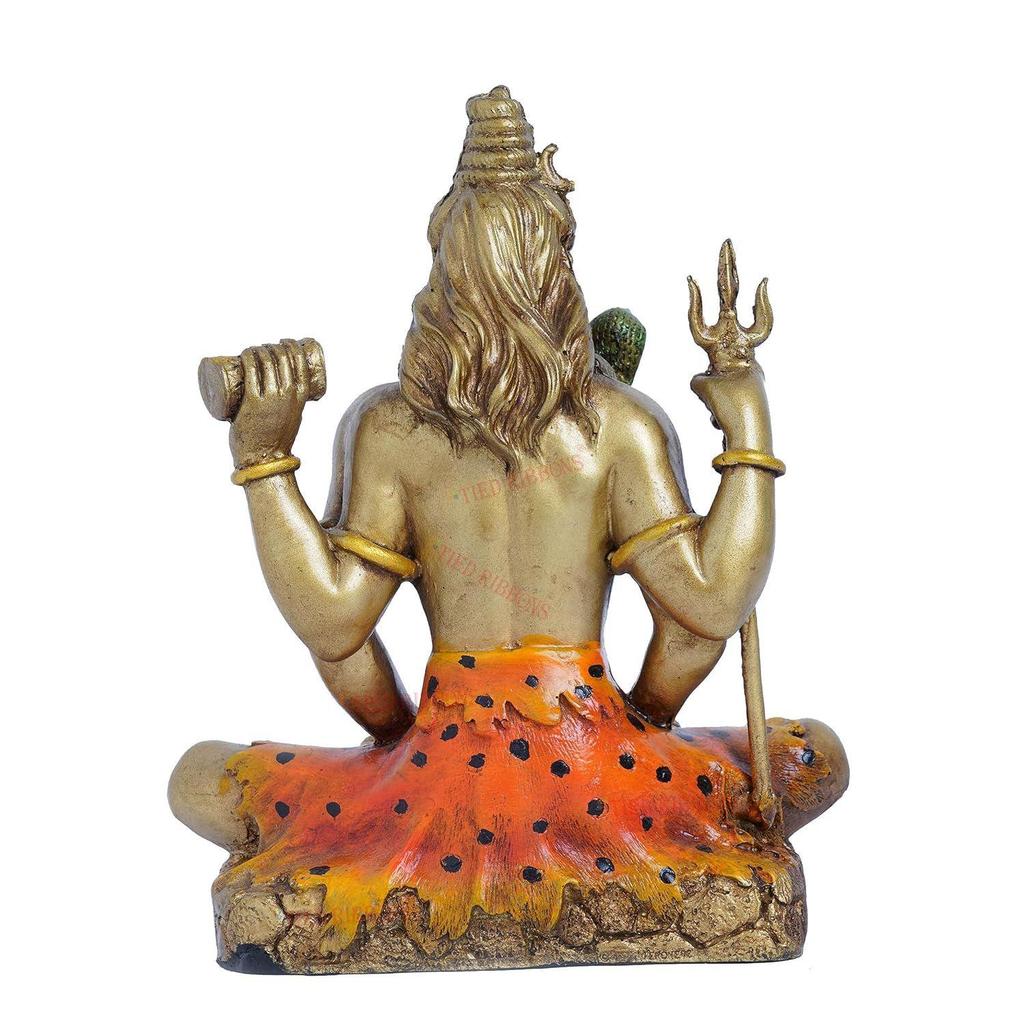 Resin Lord Shiva Statue Blessing Idol Sculpture Murti Showpiece (20 Cm X 17 Cm) - Decoration Items for Home Decor Living Room Mandir Temple