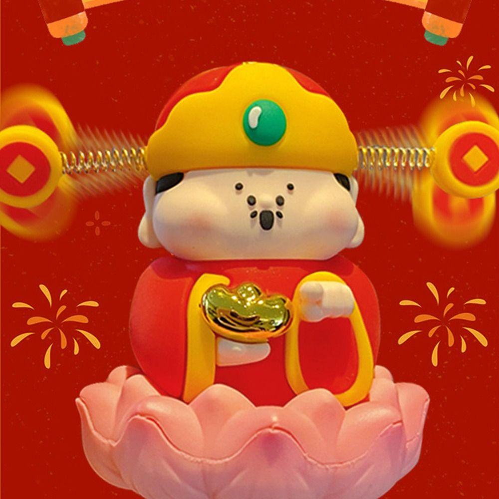 Chinese Mythological Lotus  God of Wealth Decoration Getting Rich Resin Figure  Office