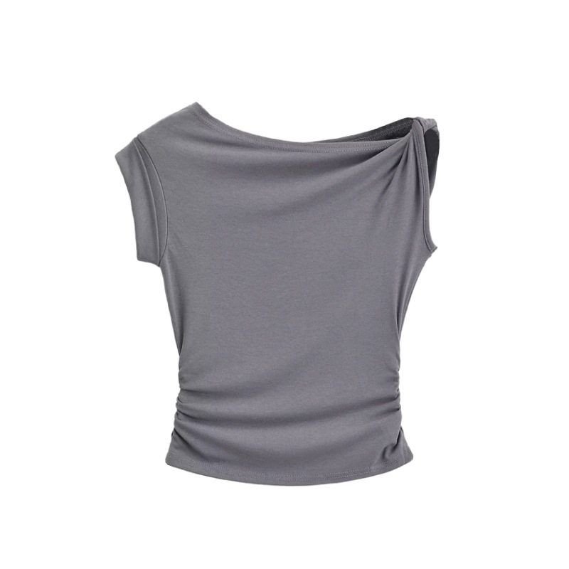 Fashion Stylish Yoga Short Sleeve Women's Slim-Fit Oblique Shoulder Sports T-Shirt Women's Fancy Sexy Workout Clothes Summer New Arrival