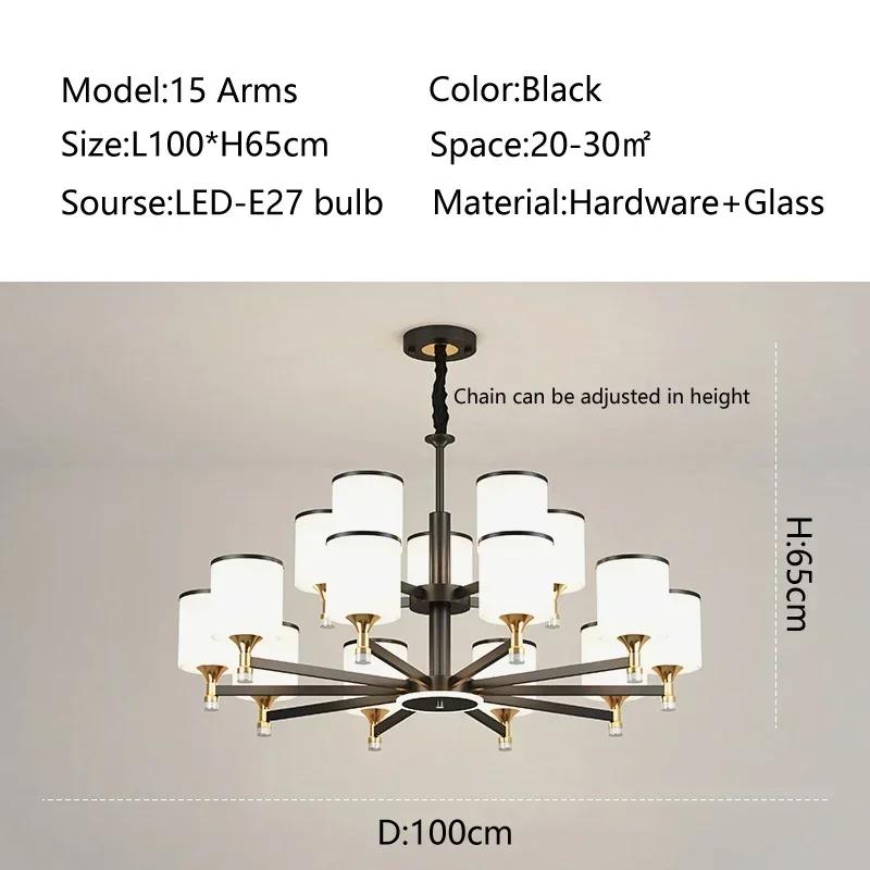 modern creative living room Chandeliers glass lampshade golden black ceiling light dining room hotel home lighting decoration