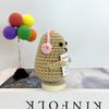 New Positive Crochet Headset Potato Doll with Card for Cheer Up Gifts and Party Decor Handmade Knitted Pencil Doll Desk Ornament