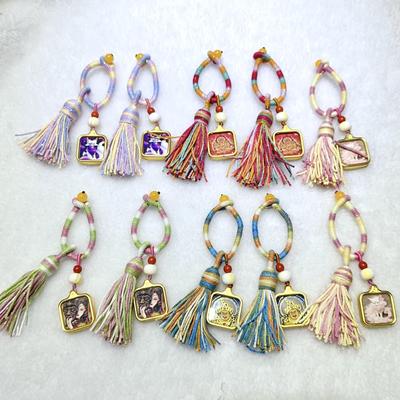 Tibetan Thangka Tassel Pendant - Handwoven Ethnic Charm for Bag, Phone, or Car