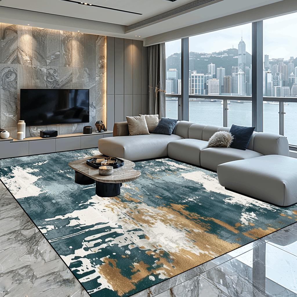 Modern Abstract Living Room Large Area Rug Decoration Home Carpet Soft Flannel Rugs for Bedroom Non-slip Sofa Side Floor Mats 
