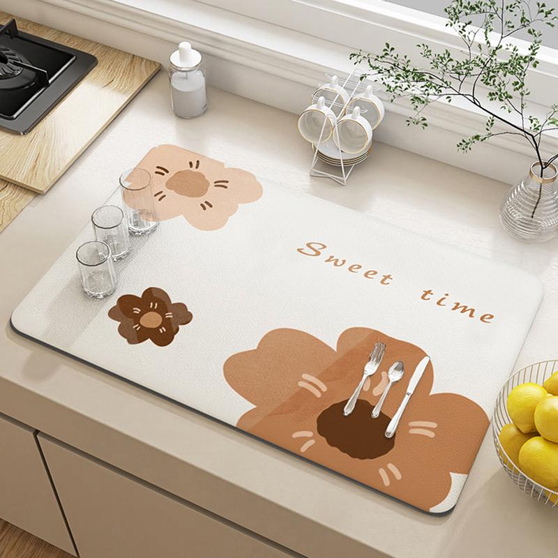 Диатомовая грязь коврик для сушки посуды суперабсорбент столовая посуда дренажные коврики для стола коврик для сушки посуды коврик для чашки для чая подставка для напитков кухня 30x40 cm 1626₽