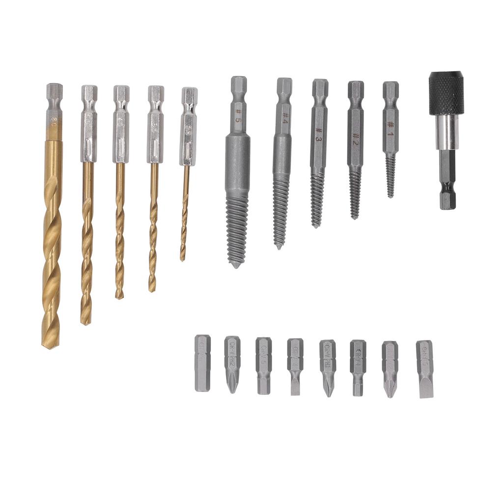 Screw Extractor Set Damaged Broken Bolt Remover Hex Shank Twist Drills with Screwdriver Bit Kit