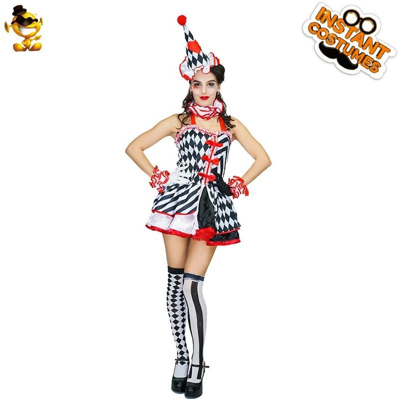 Adult women's clown costumes, Halloween cosplay costumes, party clothes, masquerade, stage costumes