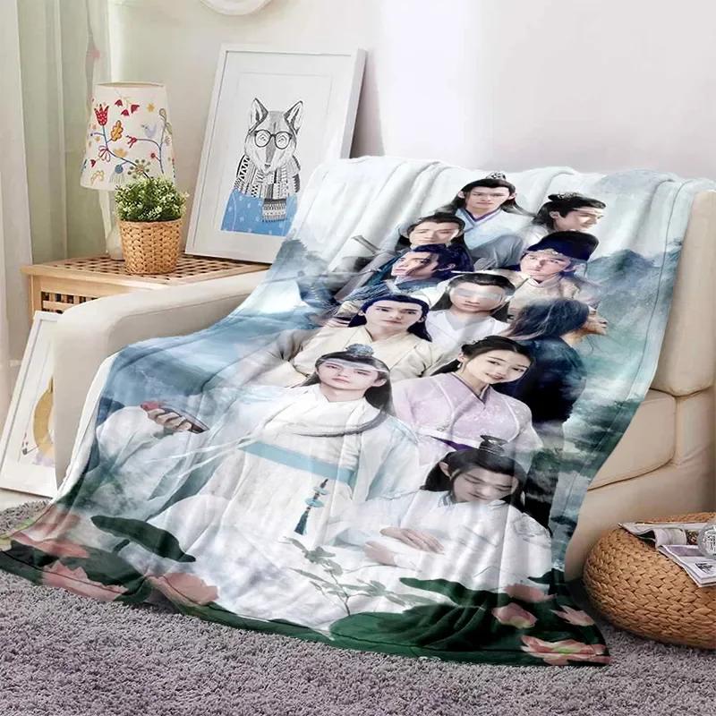 

Drama The Untamed Xiao Zhan Wang Yi Bo Soft Throw Blanket Throw Blanket Soft Cartoon Printed Bedspread Sofa Gifts for friends 75x90cm