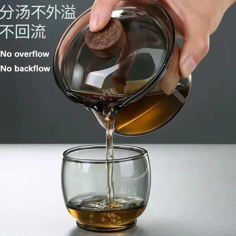 Japanese Glass Gaiwan Tea Tureen Single Heat-resistant and Scald Proof Sancai Cup Tea Set Kung Fu Tea Cup and Bowl