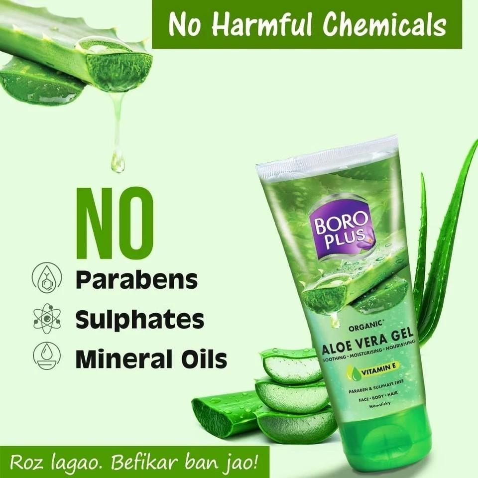 BOROPLUS Aloe Vera Gel for Hydration, Scars, Dryness 450ml (Pack of 3)