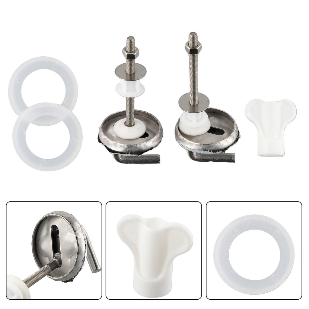 Toilet Cover 2pcs Toilet Seat Fix Fitting Back To Wall Stainless Steel