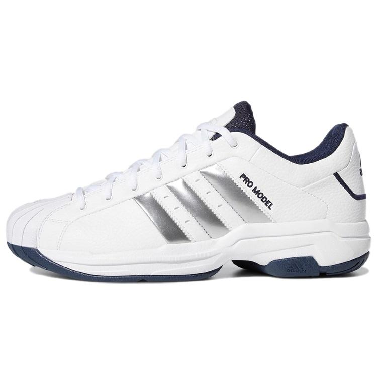 adidas Pro Model 2G Low White Silver Metallic Navy Men s H68051 EU 42