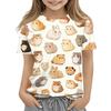 Kids Animal Print Crew Neck Short Sleeve Casual Loose Fit T Shirt Soft Comfortable Fabric Suitable for Everyday Wear