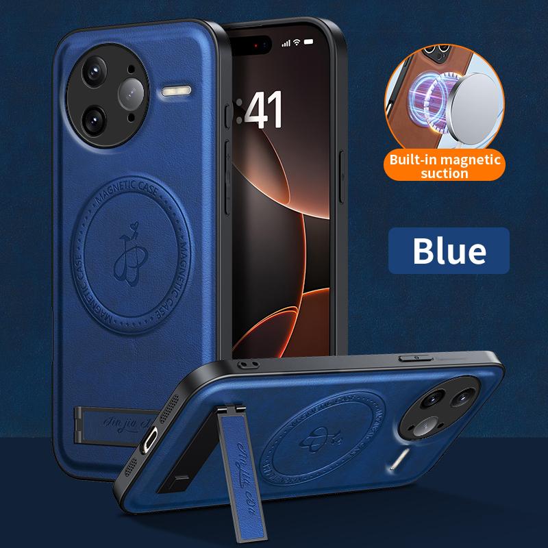 

Магнитный держатель подставка Кожаный чехол для телефона для Xiaomi Poco C75 F7 Ultra X7 Pro Беспроводная зарядка Логотип Крышка Poco C75