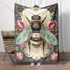 Ornamental Insect Floral Design Print Blanket Warm Soft Fluffy Kids and Adult Sofa Bed Throw Blanket for Home Travel Camping