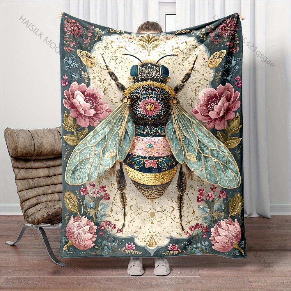

Ornamental insect floral design Print Blanket Warm Soft Fluffy Kids and Adult Sofa Bed Throw Blanket for Home Travel Camping 75x90cm